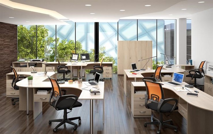 Комплект офисной мебели SIMPLE с эргономичными столами и тумбами в Чите - изображение 3